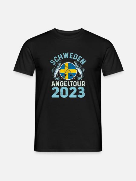 Angeln Schweden 2023 Angelurlaub Schweden - Männer T-Shirt - Schwarz