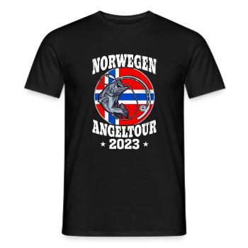 Norwegen Angeltour 2023 - Männer T-Shirt - Schwarz - Vorne - AI Model Male 178 light (178cm)