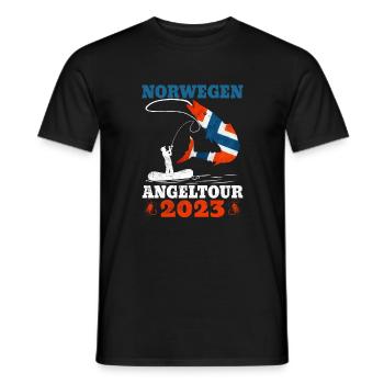 Norwegen Angeltour 2023 Angeltrip Norwegen - Männer T-Shirt - Schwarz - Vorne - AI Model Male 178 light (178cm)