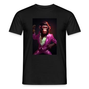 Funky pink Outfit Party Affe Artwork - Männer T-Shirt - Schwarz - Vorne - AI Model Male 178 light (178cm)