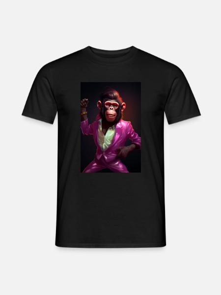 Funky pink Outfit Party Affe Artwork - Männer T-Shirt - Schwarz