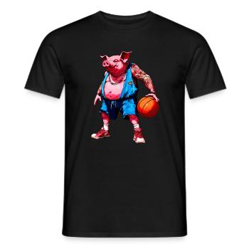 Pig Basketball - Men's T-Shirt - black - Front - AI Model Male 178 light (178cm)