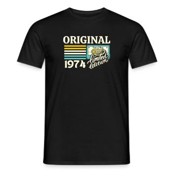 Cassette 50ème Anniversaire Mai 1974 Millésime - T-shirt homme - noir - Devant - AI Model Male 178 light (178cm)