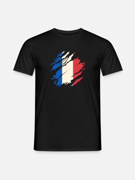 Frankreich Flagge Risse Französische Fahne Heimat - Männer T-Shirt - Schwarz