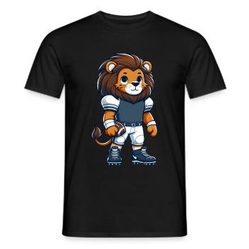 Cute American Football Player Lion - Men's T-Shirt - black - Front - AI Model Male 178 light (178cm)