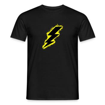 Bolt lightning yellow and black outline - Men's T-Shirt - black - Front - AI Model Male 178 light (178cm)