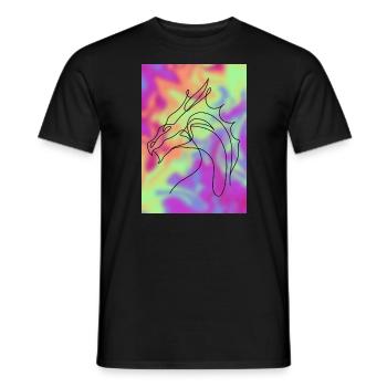 Dragon oneline - Men's T-Shirt - black - Front - AI Model Male 178 light (178cm)