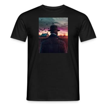 Cowboy devant un coucher de soleil - T-shirt homme - noir - Devant - AI Model Male 178 light (178cm)