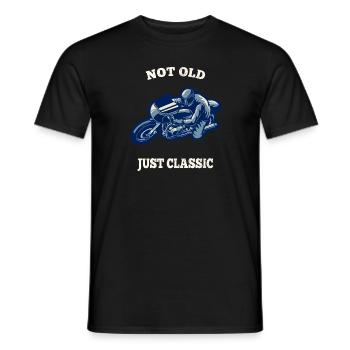 JE NE SUIS PAS VIEUX, JE SUIS UN CLASSIQUE – MOTO CLASSIQUE - T-shirt homme - noir - Devant - AI Model Male 178 light (178cm)