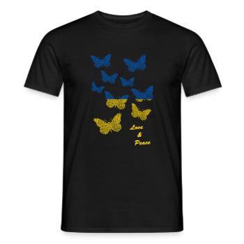 butterflies love and peace for Ukraine - Männer T-Shirt - Schwarz - Vorne - AI Model Male 178 light (178cm)