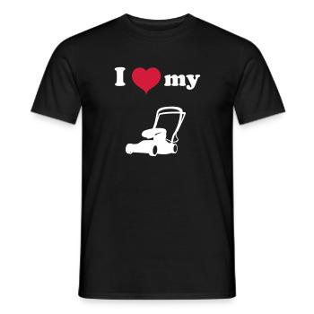 Lawn mower lawn mow green lawn grass gift - Men's T-Shirt - black - Front - AI Model Male 178 light (178cm)
