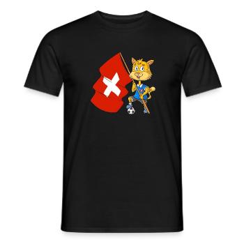 Schweizer Fan Katze - Männer T-Shirt - Schwarz - Vorne - AI Model Male 178 light (178cm)