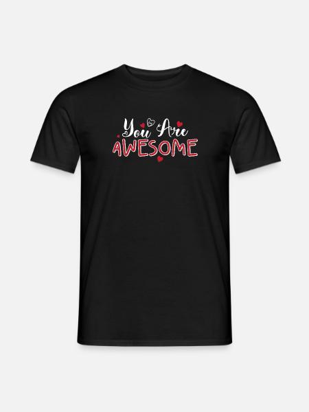 You Are Awesome Hearts Script - Men's T-Shirt - black