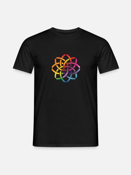 Celtycki Tęczowy Kwiat Celtycki Węzeł Kolorowy - T-shirt męski - czarny