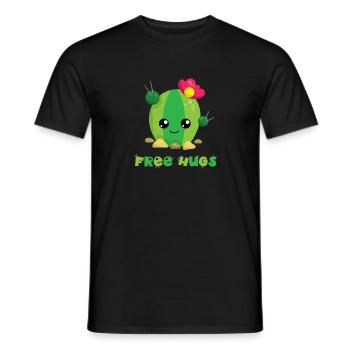 FREE HUGS - Süßer Comic Kaktus Geschenk Shirts - Männer T-Shirt - Schwarz - Vorne - AI Model Male 178 light (178cm)
