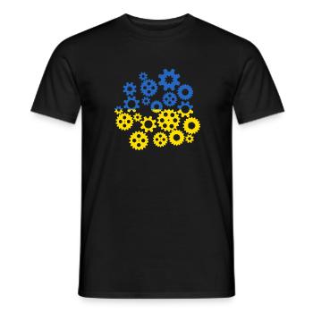Drapeau de l’Ukraine Engrenages Drapeau ukrainien - T-shirt homme - noir - Devant - AI Model Male 178 light (178cm)
