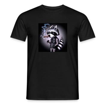 Racoon Smoking - Männer T-Shirt - Schwarz - Vorne - AI Model Male 178 light (178cm)