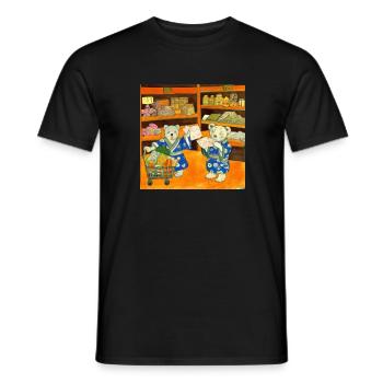 Teddybären kaufen Lebensmittel in Japan ukiyo - Männer T-Shirt - Schwarz - Vorne - AI Model Male 178 light (178cm)