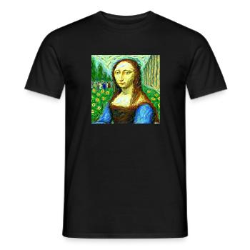 mona lisa in van gogh style - Männer T-Shirt - Schwarz - Vorne - AI Model Male 178 light (178cm)