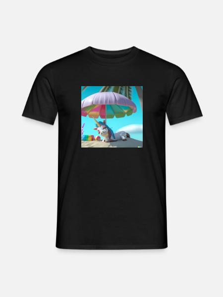 a cute unicorn on an holiday location digital art - Männer T-Shirt - Schwarz