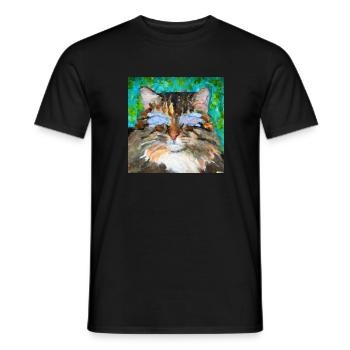 Blind Cat 17 - Men's T-Shirt - black - Front - AI Model Male 178 light (178cm)