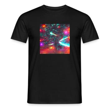 Neon Spaceship - Men's T-Shirt - black - Front - AI Model Male 178 light (178cm)