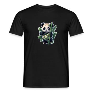 Panda mignon avec bambou - T-shirt homme - noir - Devant - AI Model Male 178 light (178cm)