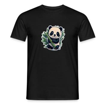 Panda mignon avec bambou - T-shirt homme - noir - Devant - AI Model Male 178 light (178cm)