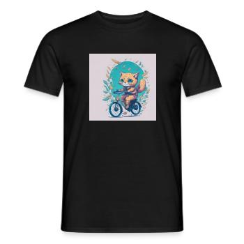 Katze auf Fahrrad - Männer T-Shirt - Schwarz - Vorne - AI Model Male 178 light (178cm)