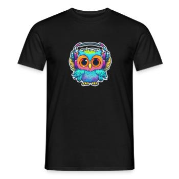 Hibou heureux - T-shirt homme - noir - Devant - AI Model Male 178 light (178cm)