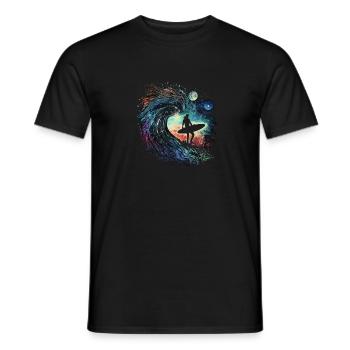 Surfer in the Galaxy - Men's T-Shirt - black - Front - AI Model Male 178 light (178cm)