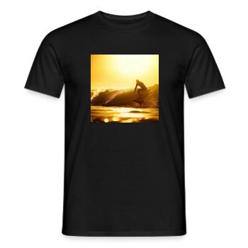 Surfen im Sonnenuntergang - Männer T-Shirt - Schwarz - Vorne - AI Model Male 178 light (178cm)