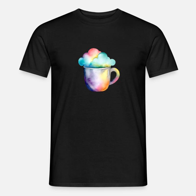 Rainbow coffee with a cloud - Men's T-Shirt - black