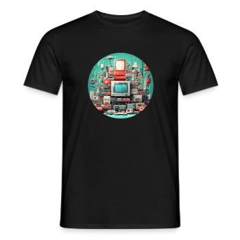 Vintage Gamer Style T-Shirt - Gaming mit Spaß - Männer T-Shirt - Schwarz - Vorne - AI Model Male 178 light (178cm)