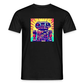 Pop Art Style Robot à partir d’un système stéréo - T-shirt homme - noir - Devant - AI Model Male 178 light (178cm)