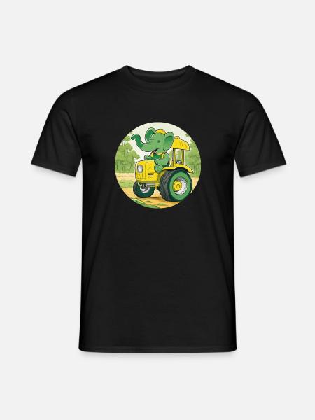 Elefant auf Traktor - Männer T-Shirt - Schwarz