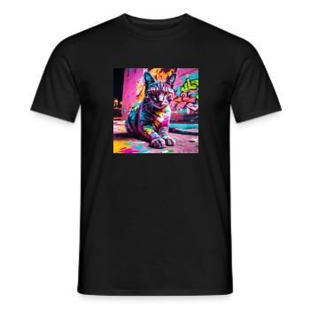 Cat Grafitti - Men's T-Shirt - black - Front - AI Model Male 178 light (178cm)
