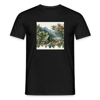 Camp in the jungle - Men's T-Shirt - black - Front - AI Model Male 178 light (178cm)