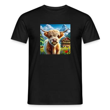 Vache Highland aux cornes majestueuses - T-shirt homme - noir - Devant - AI Model Male 178 light (178cm)