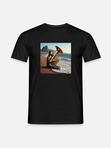 Tuba Mona Lisa - Männer T-Shirt - Schwarz