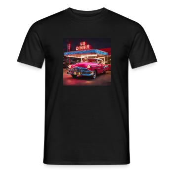 Us Diner 50' Retro Vintage Neon - Men's T-Shirt - black - Front - AI Model Male 178 light (178cm)