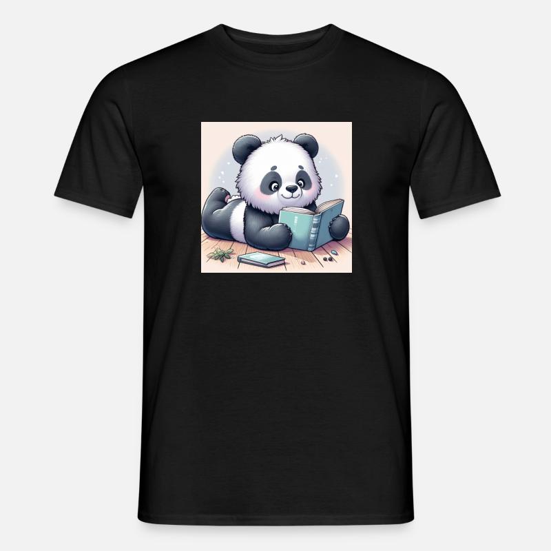 Panda Buch - Männer T-Shirt - Schwarz