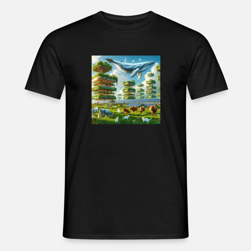 Cattle & cats & a giant whale - Männer T-Shirt - Schwarz