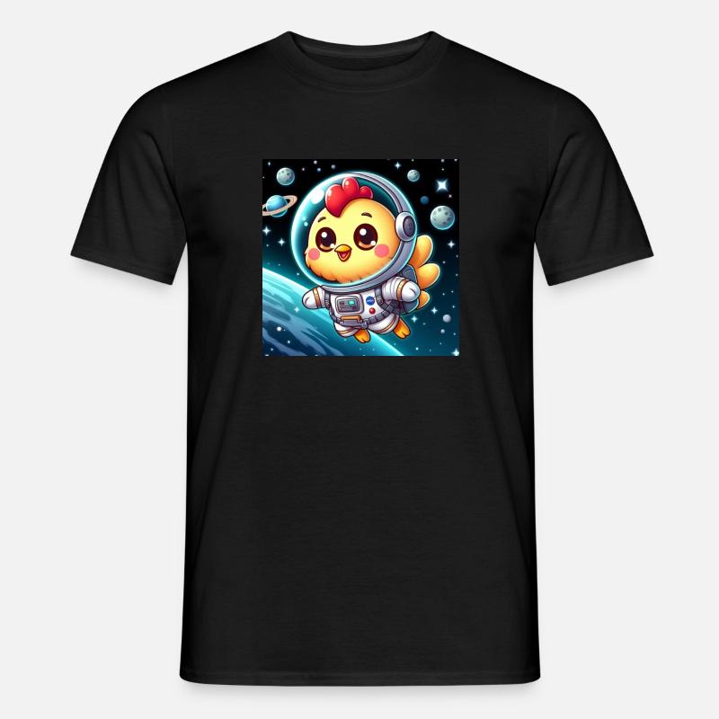 Poussin de l’espace avec costume d’astronaute dans l’espace - T-shirt homme - noir