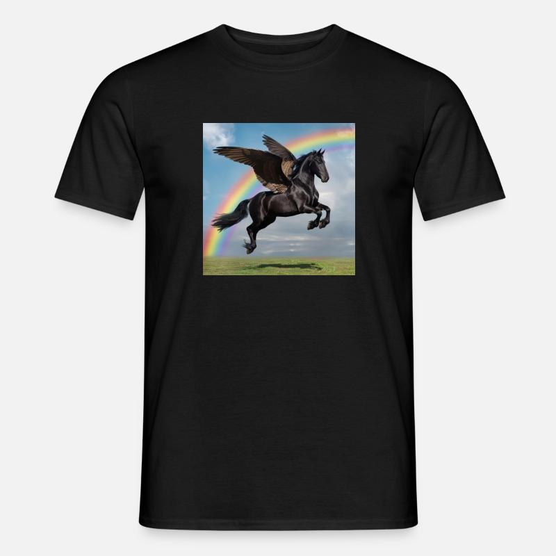 Rainbow Pegasus - Männer T-Shirt - Schwarz