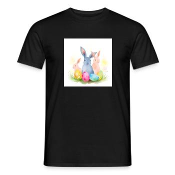 Drei süße und glückliche Osterhasen - Männer T-Shirt - Schwarz - Vorne - AI Model Male 178 light (178cm)