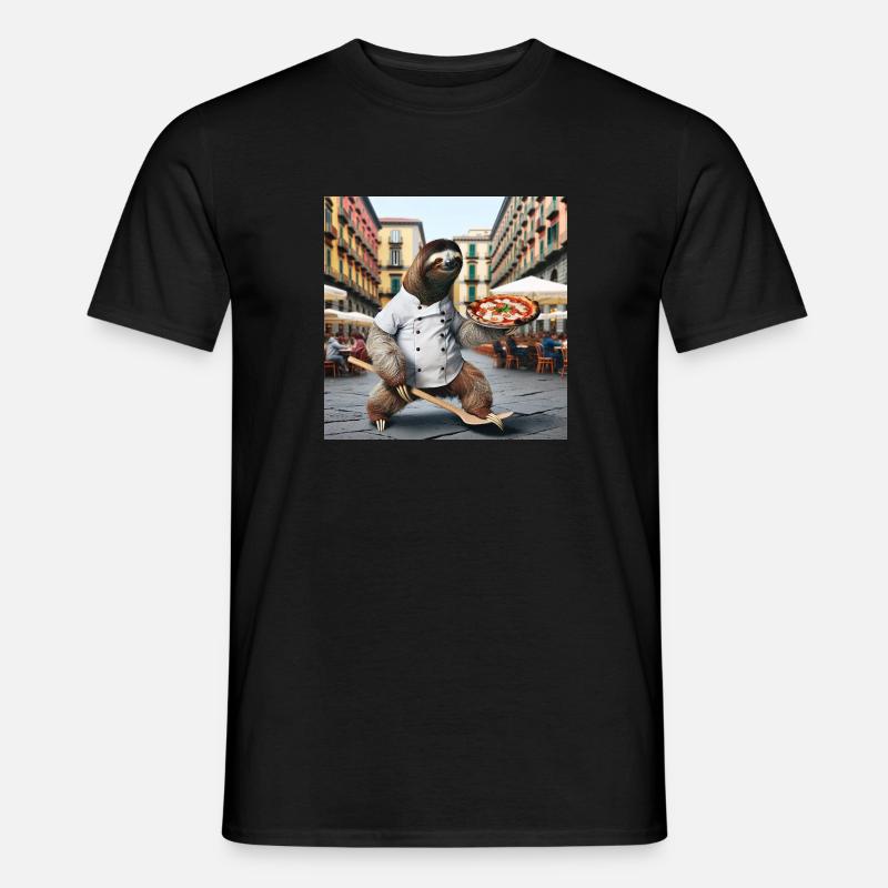 Faultier Pizzabäcker Pizzabäcker Neapel - Männer T-Shirt - Schwarz