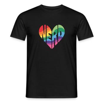 Nerd heart: Colorful and proud of it! - Men's T-Shirt - black - Front - AI Model Male 178 light (178cm)