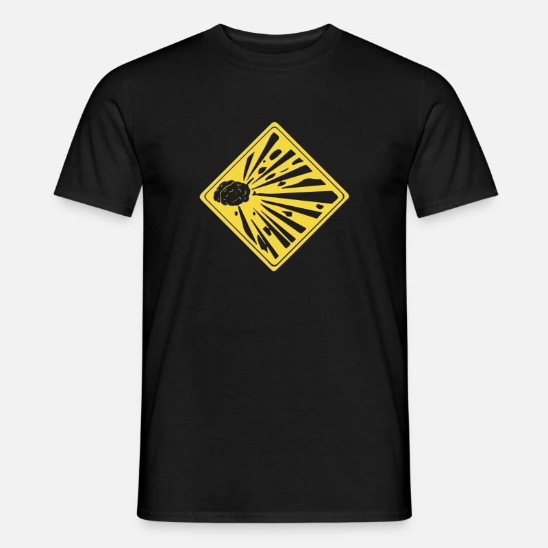 Mind Explosion Gehirn Hirn Symbol Icon Warnung - Männer T-Shirt - Schwarz