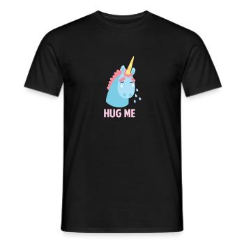 Unicorn Cries Sad Gift Embrace - Men's T-Shirt - black - Front - AI Model Male 178 light (178cm)
